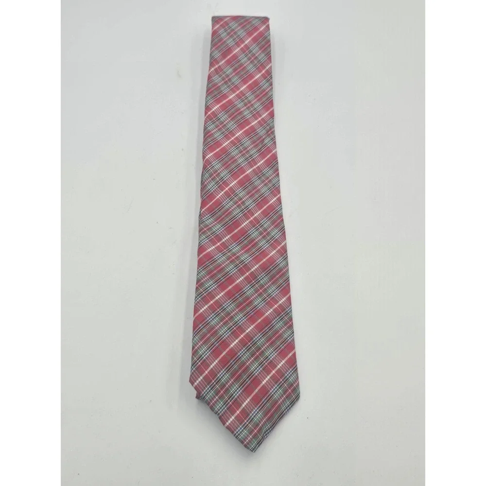 Hathaway Dillards Mens Silk Necktie Red Plaid Check Classic Formal Accessory